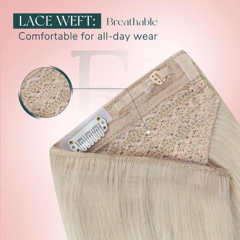 Easyouth Wire Hair Extensions Blonde Invisible Wire Hair Extensions Real Human Hair White Blonde Transparent Fish Line Hair Extension Real Human Hair Easy to Install 18 Inch 80g - Image 3
